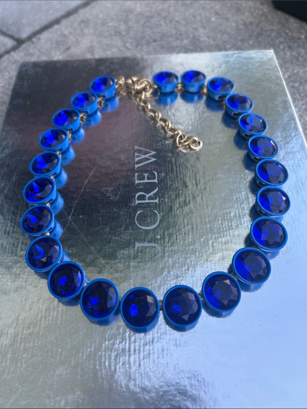 J. Crew Cobalt Blue Jumbo Brûlée Crystal Collar Necklace